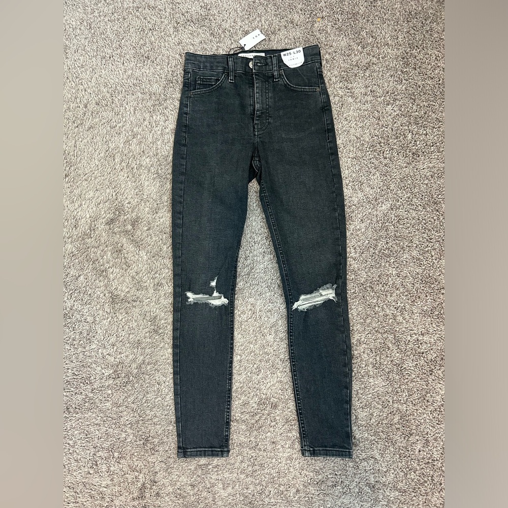 NWT Sz 2 25/30 Topshop by ASOS Jamie Black Denim Jeans